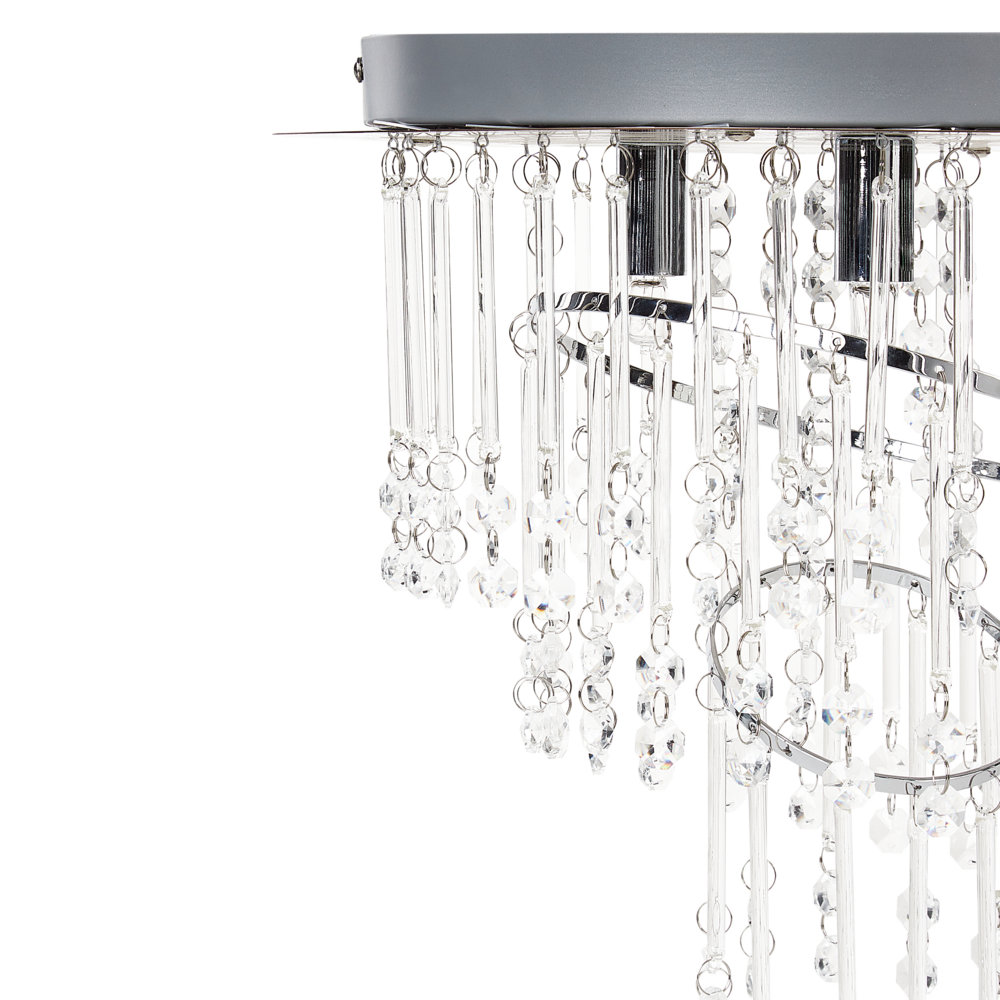 Lampadario in metallo argentato ⌀ 35 cm Cristalli di vetro Finitura cromata Illuminazione Glam