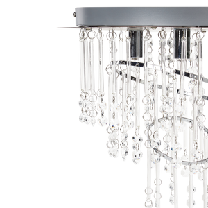 Lampadario in metallo argentato ⌀ 35 cm Cristalli di vetro Finitura cromata Illuminazione Glam