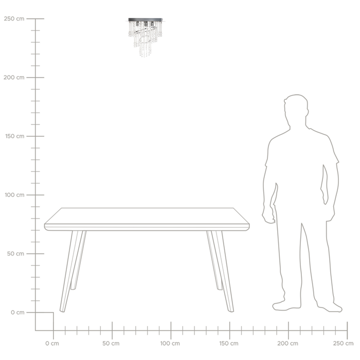 Lampadario in metallo argentato ⌀ 35 cm Cristalli di vetro Finitura cromata Illuminazione Glam