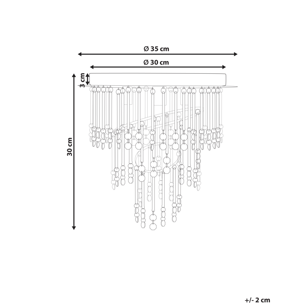 Lampadario in metallo argentato ⌀ 35 cm Cristalli di vetro Finitura cromata Illuminazione Glam