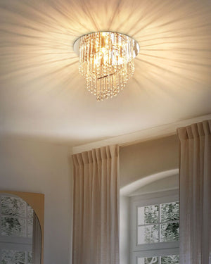 Lampadario in metallo argentato ⌀ 45 cm Cristalli di vetro Finitura cromata Illuminazione Glam