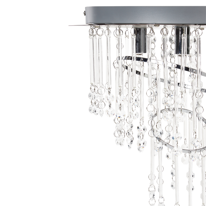 Lampadario in metallo argentato ⌀ 45 cm Cristalli di vetro Finitura cromata Illuminazione Glam