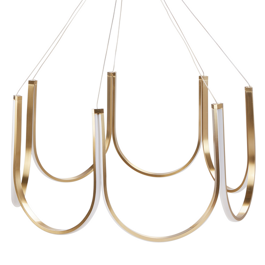 Lampadario Lampada a sospensione in alluminio dorato con illuminazione a LED Stile moderno