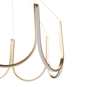 Lampadario Lampada a sospensione in alluminio dorato con illuminazione a LED Stile moderno