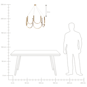 Lampadario Lampada a sospensione in alluminio dorato con illuminazione a LED Stile moderno