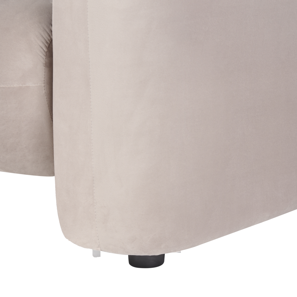 Poltrona in velluto tortora con cuscino rotondo stile glamour retrò soggiorno