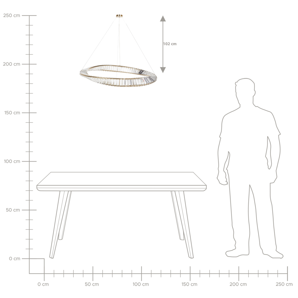 Lampadario Lampada a sospensione in ferro dorato con cristalli Illuminazione a LED Stile Glamour