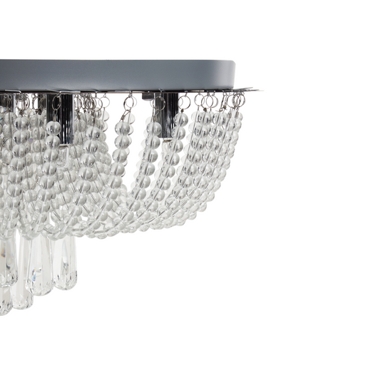 Lampadario in ferro argentato con cristalli finitura cromata illuminazione stile glamour soggiorno sala da pranzo