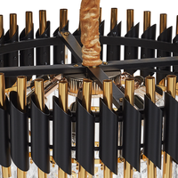 Lampadario Lampada a sospensione in ferro nero e oro con cristalli Illuminazione Glamour