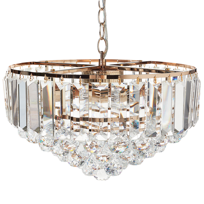 Lampadario in metallo dorato ⌀ 49 cm Lampada a sospensione Cristalli Stile Glamour