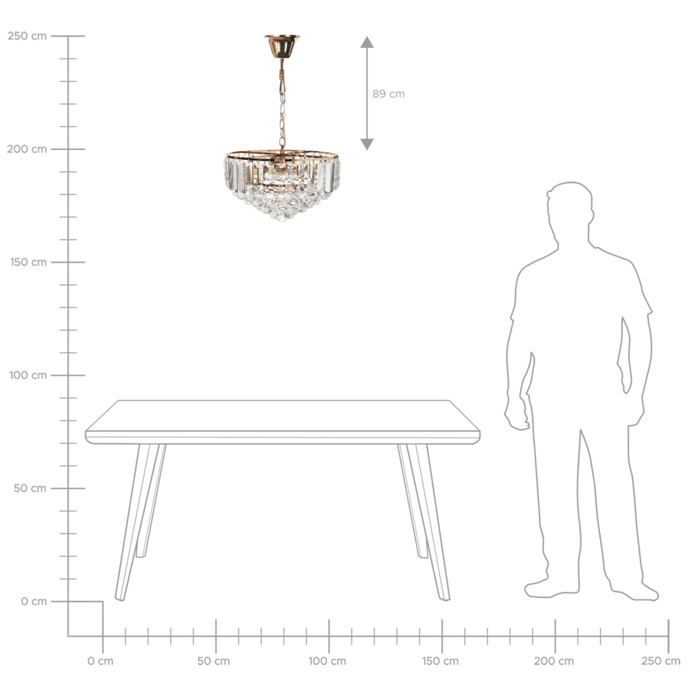Lampadario in metallo dorato ⌀ 49 cm Lampada a sospensione Cristalli Stile Glamour
