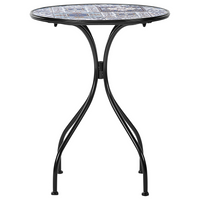 Tavolo da bistrot per esterni in metallo con piano in mosaico e struttura in ferro nero stile vintage