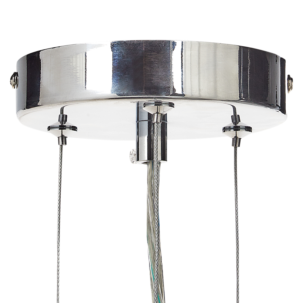 Lampadario in ferro argentato con finitura cromata Lampada a sospensione con cristalli Illuminazione in stile glamour