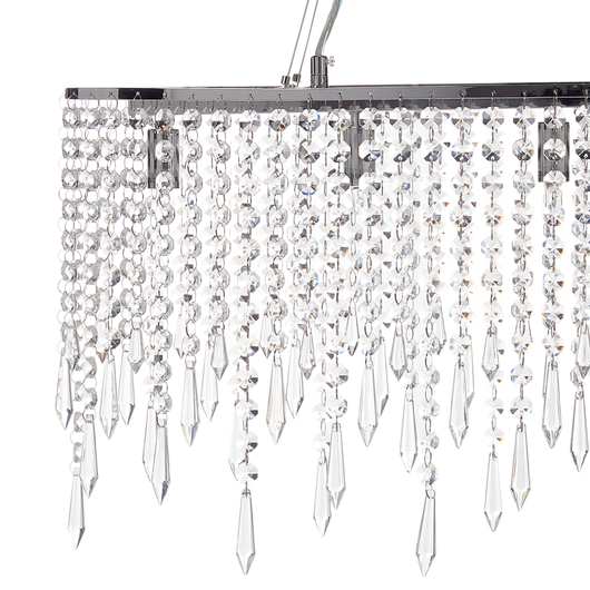 Lampadario in ferro argentato finitura cromo con cristalli illuminazione soggiorno sala da pranzo stile glamour