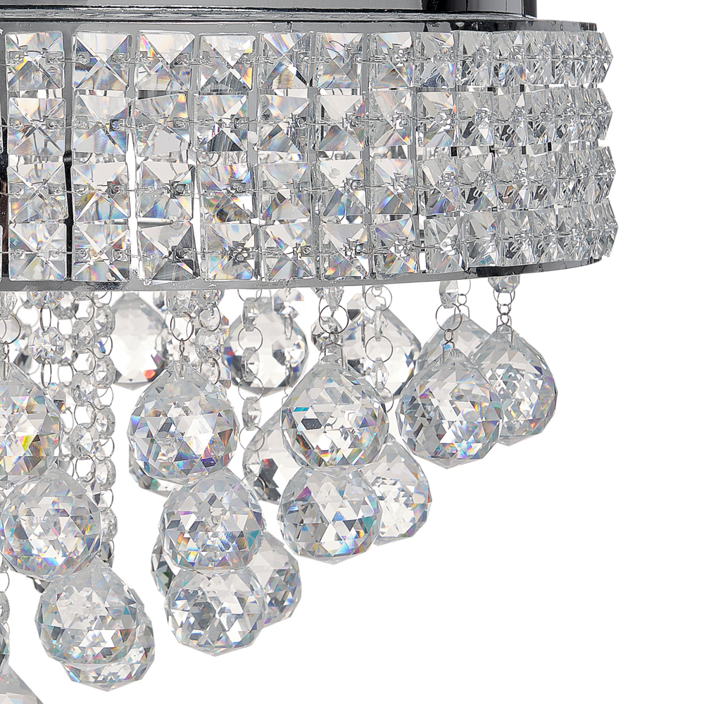 Lampadario in ferro argentato con finitura cromata Lampada a sospensione con cristalli Illuminazione in stile glamour Soggiorno Sala da pranzo