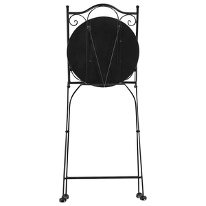 Set bistrot da giardino in metallo nero con motivo a mosaico verde e struttura in ferro stile vintage