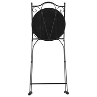 Set di 2 sedie da esterno in metallo pieghevoli con motivo a mosaico blu e struttura in ferro nero stile vintage