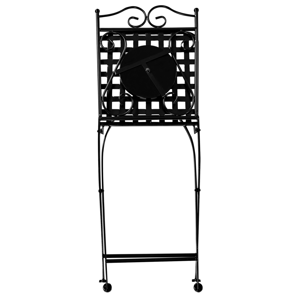 Set di 2 sedie da giardino in metallo nero pieghevoli con motivo a mosaico stile vintage balcone