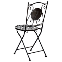 Set di 2 sedie pieghevoli da giardino in metallo nero con mosaico stile vintage esterno