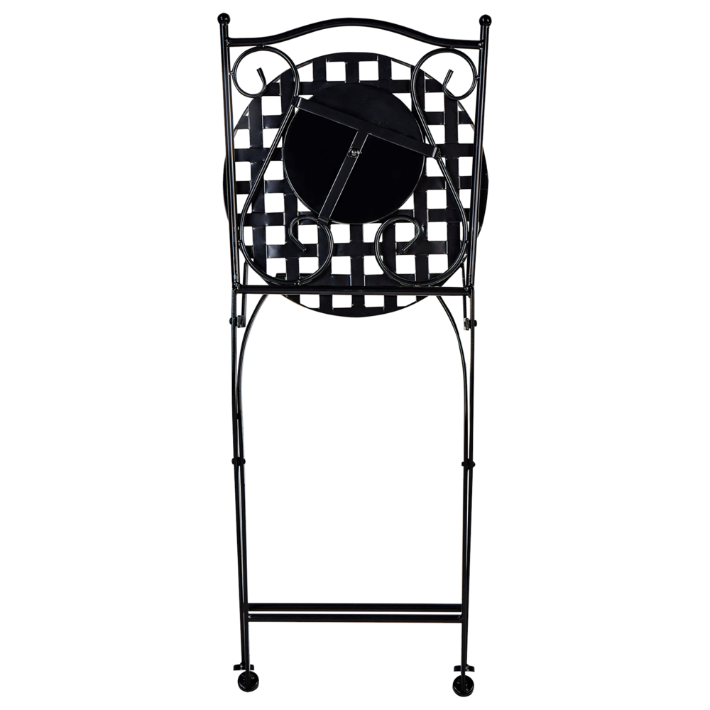 Set di 2 sedie pieghevoli da giardino in metallo nero con mosaico stile vintage esterno