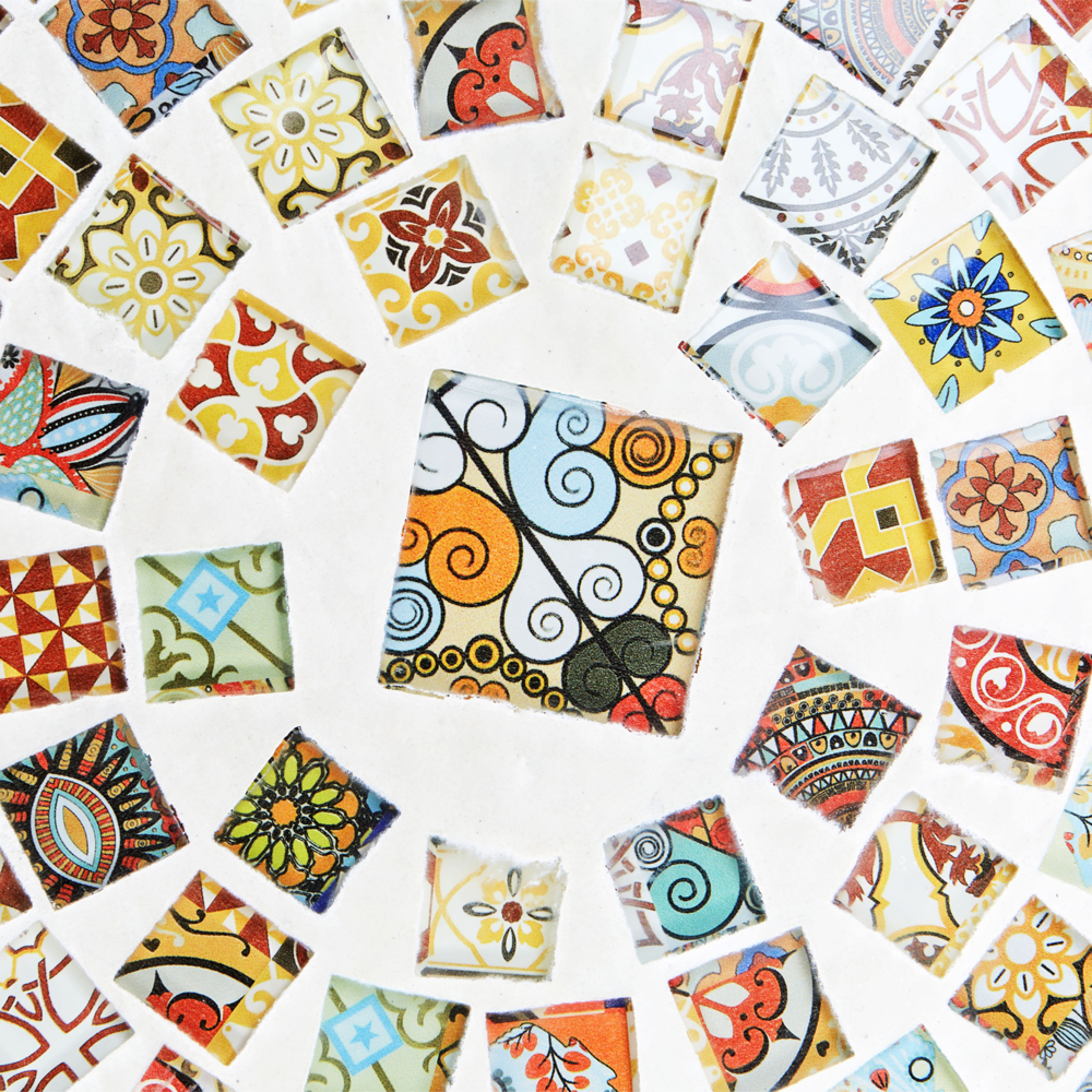 Set di 2 sedie pieghevoli da giardino in metallo nero con mosaico stile vintage esterno