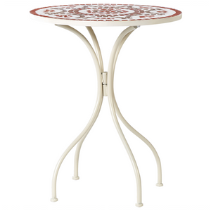 Tavolo da balcone per esterni in metallo bianco con mosaico 60 cm stile vintage