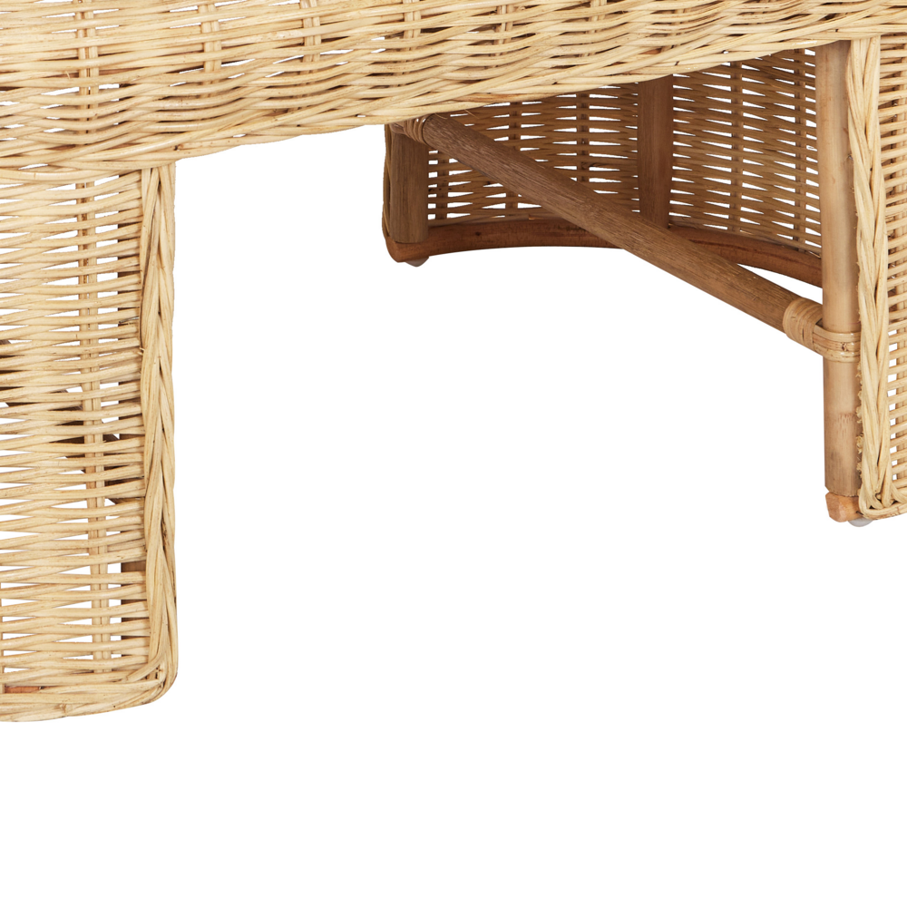 Tavolino da giardino in rattan naturale 96 x 60 cm stile boho esterno