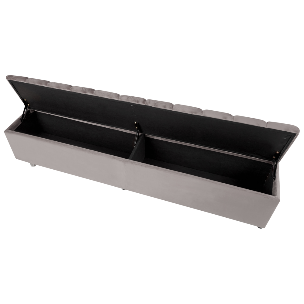 Letto velluto di colore grigio rete a doghe e cassapanca 140 x 200 cm stile moderno glam