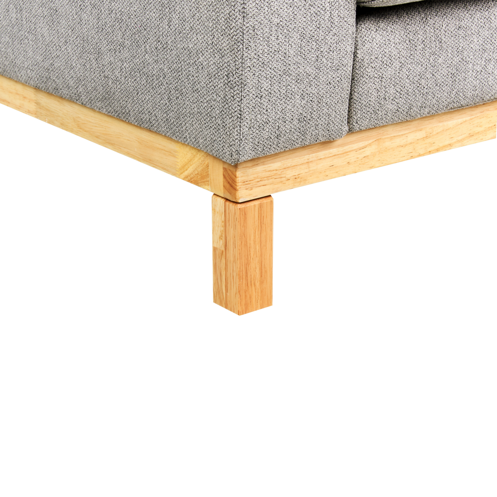 Divano 2 posti in tessuto grigio con gambe in legno chiaro soggiorno stile moderno