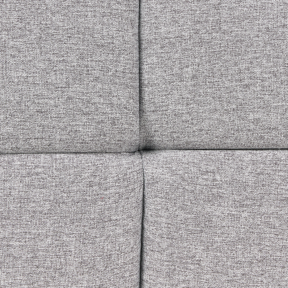 Divano imbottito a 3 posti in tessuto poliestere grigio con gambe nere braccioli stile moderno elegante