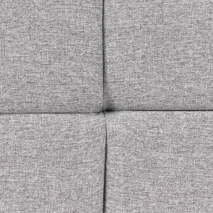 Divano imbottito a 3 posti in tessuto poliestere grigio con gambe nere braccioli stile moderno elegante