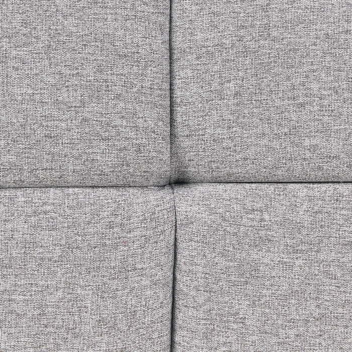 Divano imbottito a 3 posti in tessuto poliestere grigio con gambe nere braccioli stile moderno elegante