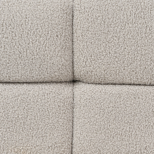 Divano imbottito a 3 posti in tessuto poliestere boucle con gambe nere braccioli grigio chiaro stile moderno elegante