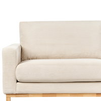 Divano 3 posti in corda beige chiaro con gambe in legno chiaro stile moderno