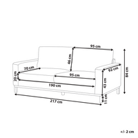 Divano 3 posti in corda beige chiaro con gambe in legno chiaro stile moderno