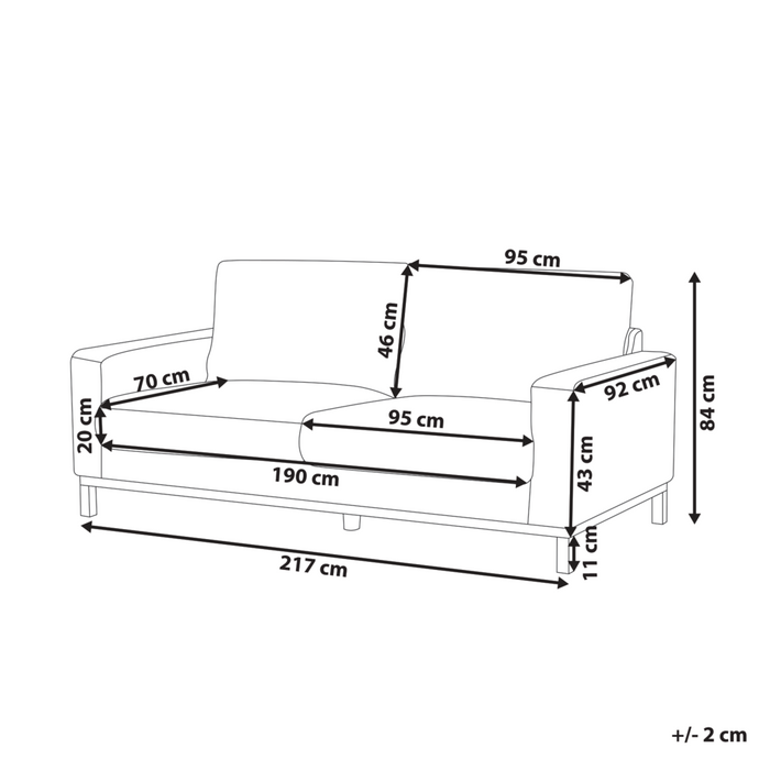 Divano 3 posti in corda beige chiaro con gambe in legno chiaro stile moderno