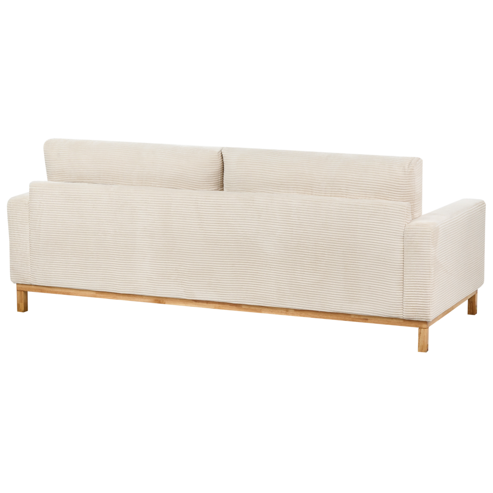 Set da salotto 2 posti e 3 posti in corda beige chiaro con Gambe in legno chiaro stile moderno