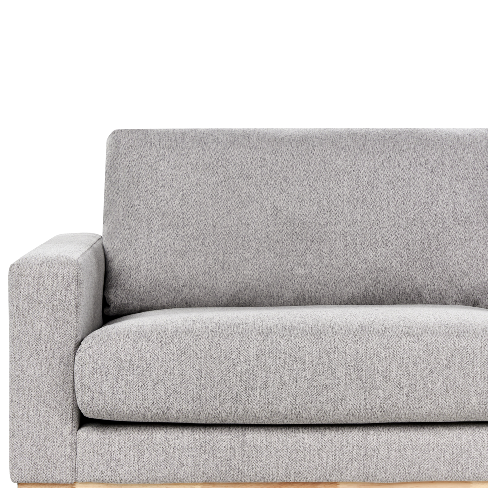 Set da salotto 2 posti e 3 posti in tessuto grigio con Gambe in legno chiaro stile moderno