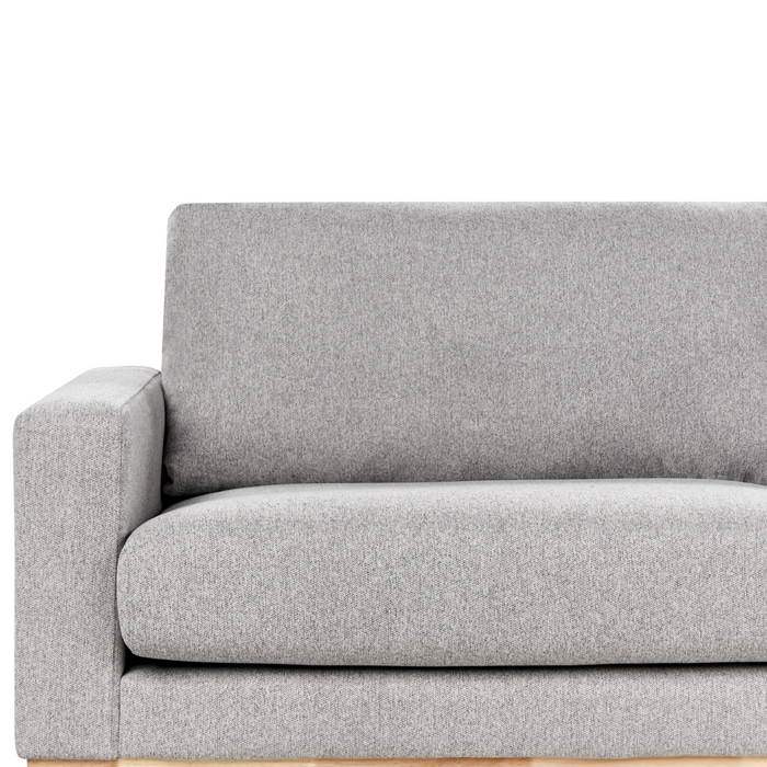 Set da salotto 2 posti e 3 posti in tessuto grigio con Gambe in legno chiaro stile moderno