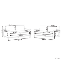 Set da salotto 2 posti e 3 posti in tessuto grigio con Gambe in legno chiaro stile moderno