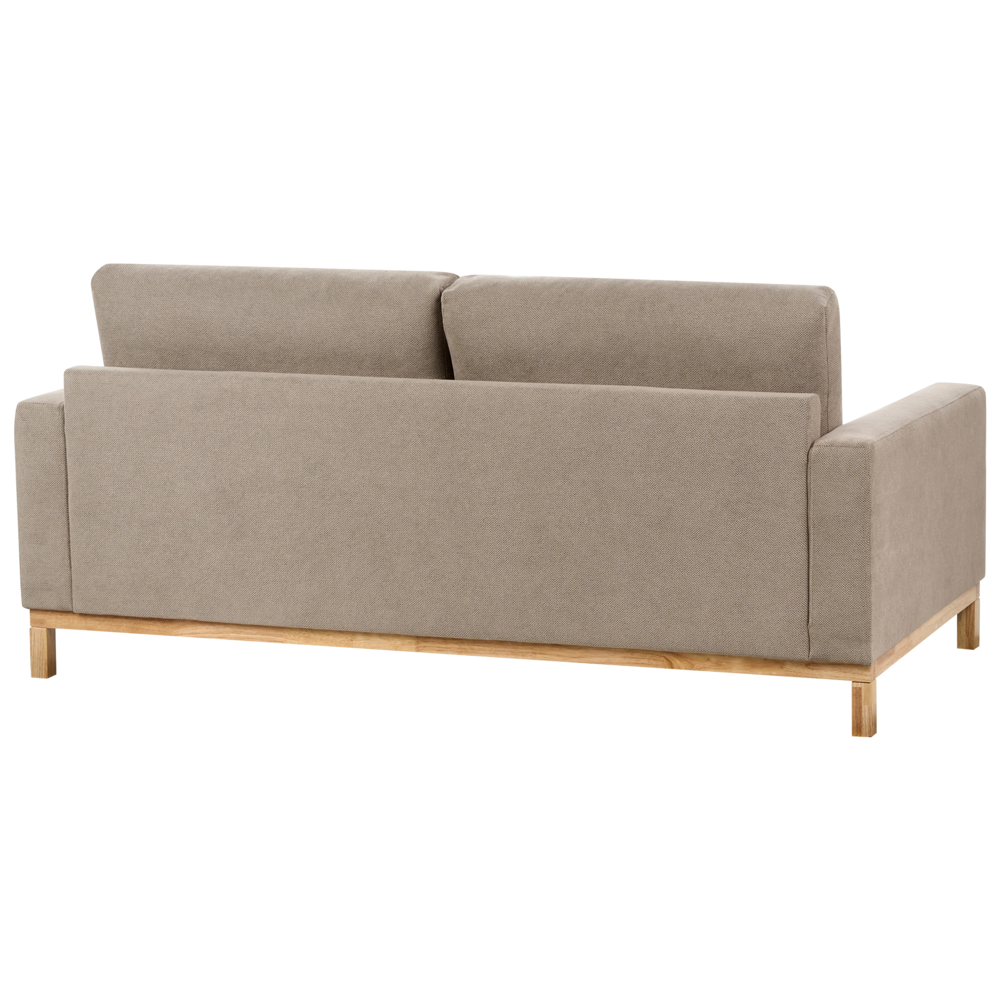 Set da salotto 2 posti e 3 posti in tessuto tortora con Gambe in legno chiaro stile moderno