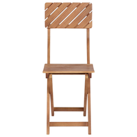 Set da bistrot 3 pezzi in legno massiccio di eucalipto chiaro 2 sedie e tavolo da tè pieghevole a doghe