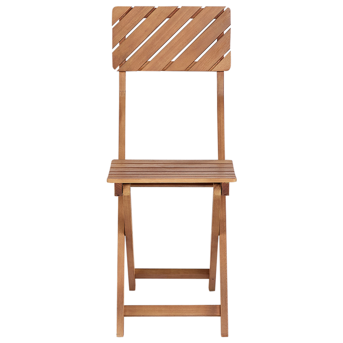 Set da bistrot 3 pezzi in legno massiccio di eucalipto chiaro 2 sedie e tavolo da tè pieghevole a doghe