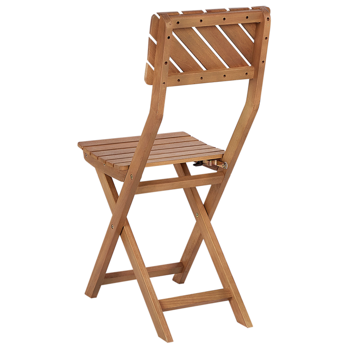 Set da bistrot 3 pezzi in legno massiccio di eucalipto chiaro 2 sedie e tavolo da tè pieghevole a doghe