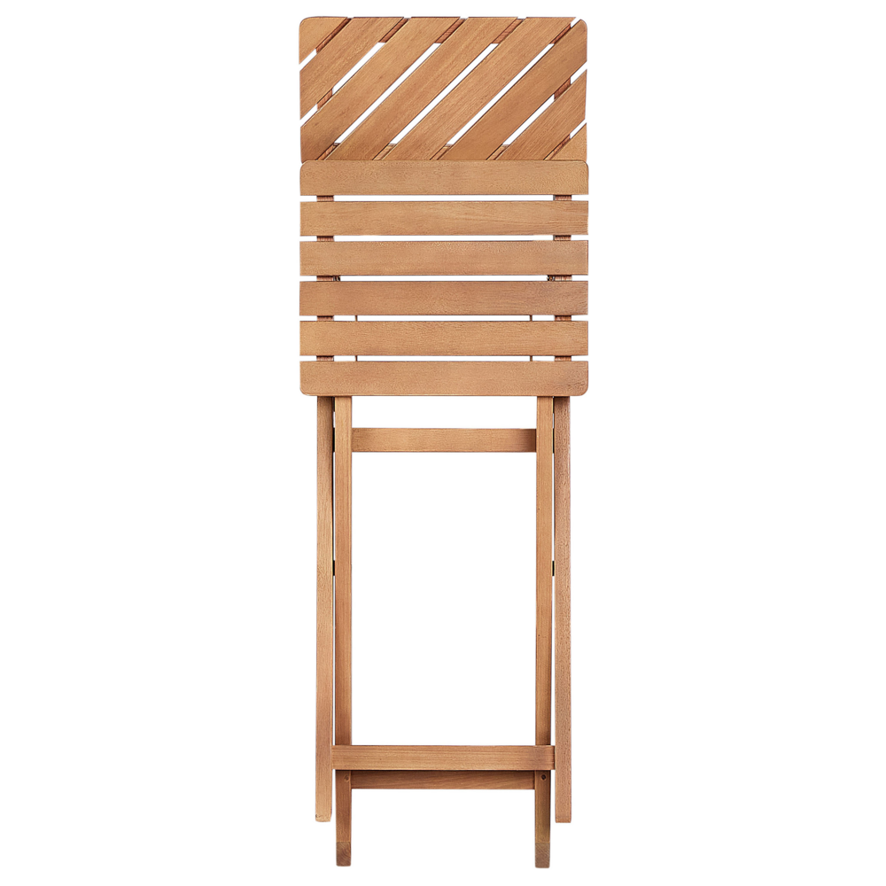 Set da bistrot 3 pezzi in legno massiccio di eucalipto chiaro 2 sedie e tavolo da tè pieghevole a doghe