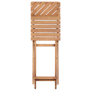 Set da bistrot 3 pezzi in legno massiccio di eucalipto chiaro 2 sedie e tavolo da tè pieghevole a doghe