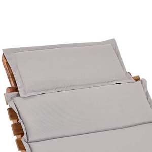 Lettino da sole in legno di acacia chiaro Cuscino Grigio Design a doghe Pieghevole Caratteristica Forma curva Giardino Patio Balcone