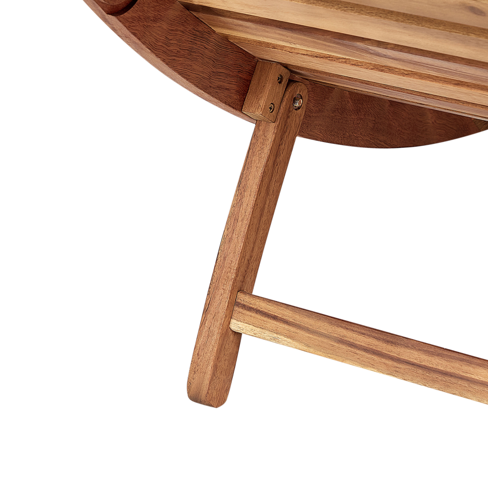 Lettino da sole in legno di acacia chiaro Cuscino Grigio Design a doghe Pieghevole Caratteristica Forma curva Giardino Patio Balcone