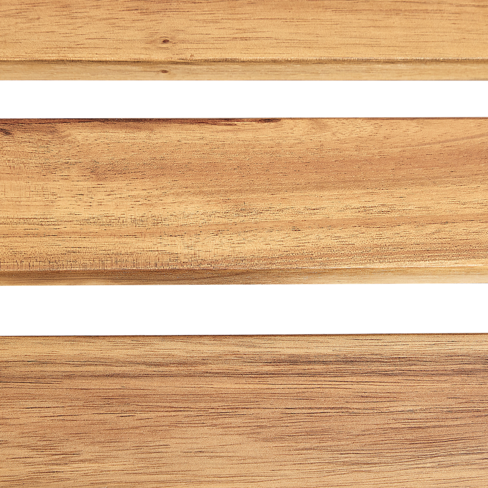 Lettino da sole in legno di acacia chiaro Cuscino Grigio Design a doghe Pieghevole Caratteristica Forma curva Giardino Patio Balcone