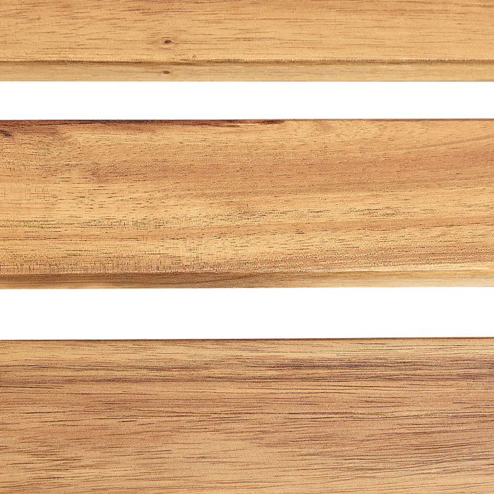 Lettino da sole in legno di acacia chiaro Cuscino Grigio Design a doghe Pieghevole Caratteristica Forma curva Giardino Patio Balcone